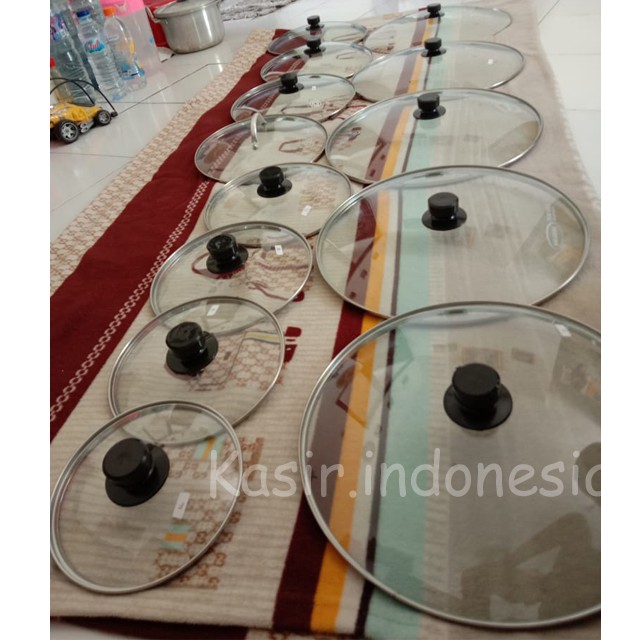 Tutup Panci Kaca Garansi Harga Termurah Berkualitas Super 16 18 20 22 24 26 28 40 Cm + Knop Bulat