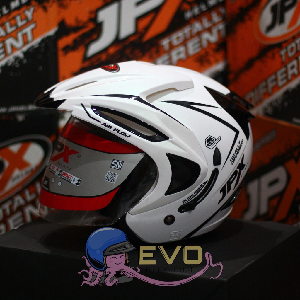 HELM JPX HALFFACE_JPX SUPREME - PEARL WHITE / BLACK ( ONGKIR 2KG) JPX HALFFACE JPX SUPREME