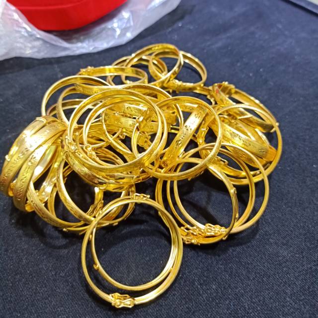 GELANG BANGKOK ANAK PERAK LAPIS MAS KUNING