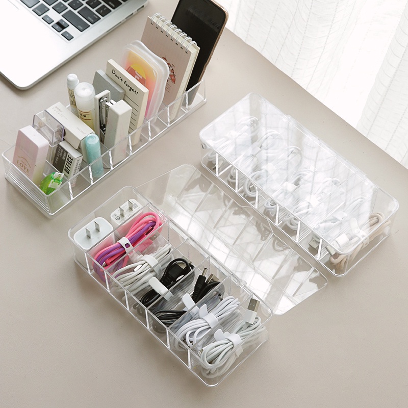 HOVELSHOP Kotak Acrylic Tempat Kabel Data Flashdisk USB Storage Organizer Meja Penyimpanan Aksesoris