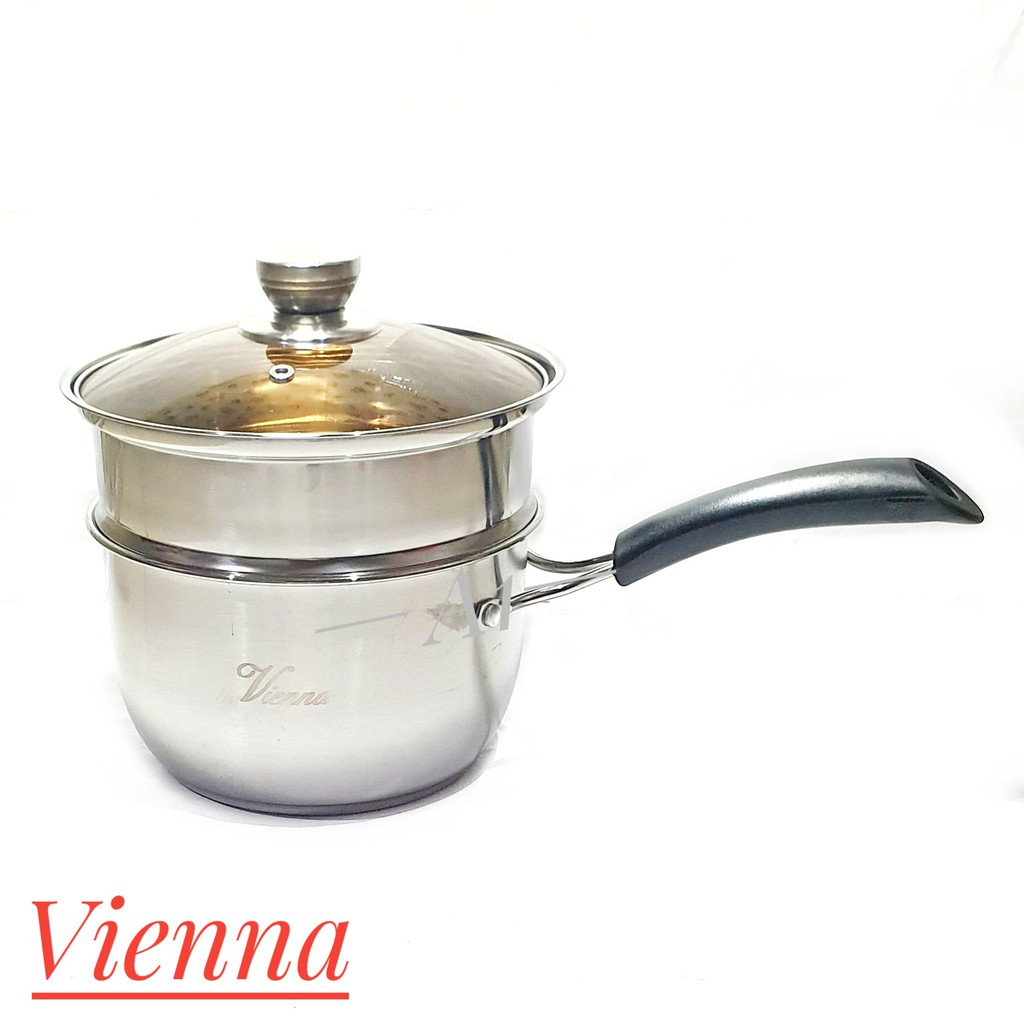 Milk Pan Steamer Panci Mpasi Stainless Steel Panci Kukus Kecil 18cm / 20Cm Dandang Kecil Vienna