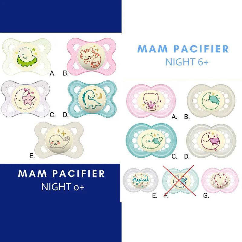 MAM Pacifier Night Glow In The Dark / EMPENG BAYI 0+ dan 6+