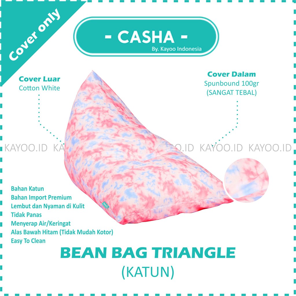 BEAN BAG MOTIF COVER ONLY 100 COTTON  TRIANGLE KURSI  