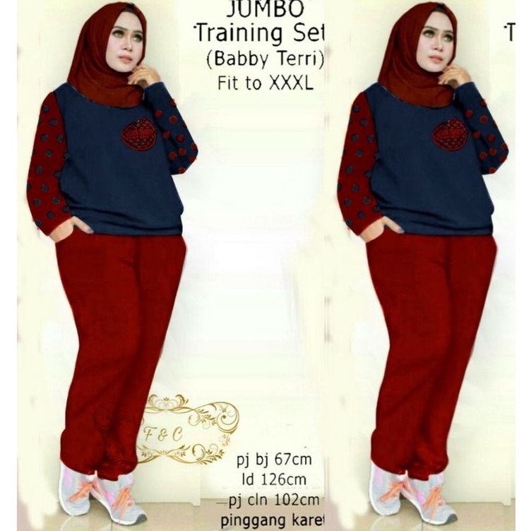 BISA COD✓SET SHAIRAH JUMBO / XXL / STELAN JUMBO WANITA/TRINING SET/SET OLAHRAGA/GOODQUALITY