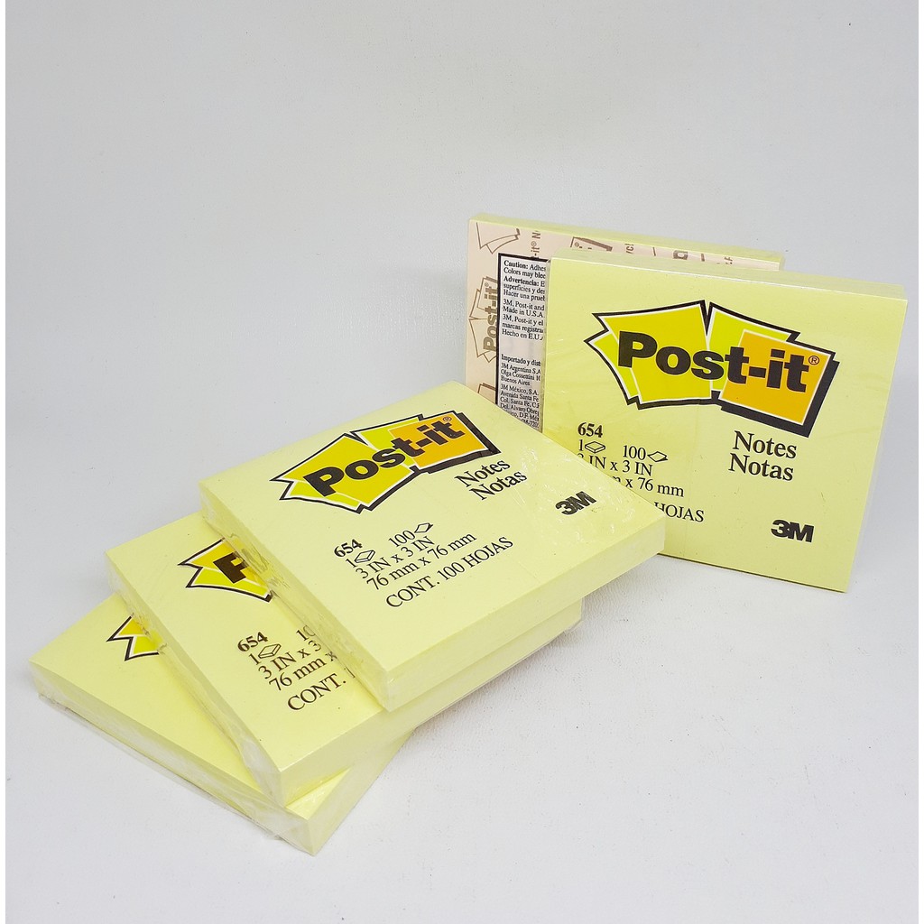 3M Post It Notes 654 Yellow (3&quot; x 3&quot;)