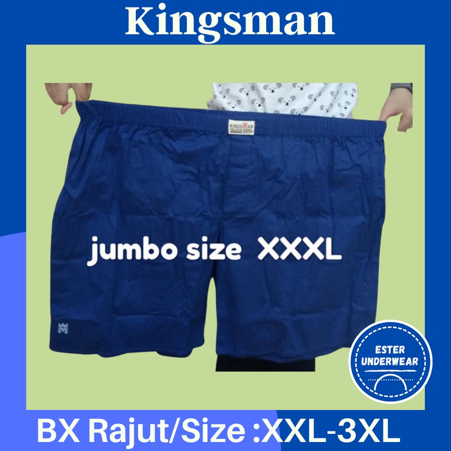 Celana Boxer Pria Big Size Kingsman Rajut|Woven|Glow Isi-1 Pcs XXL-XXXL