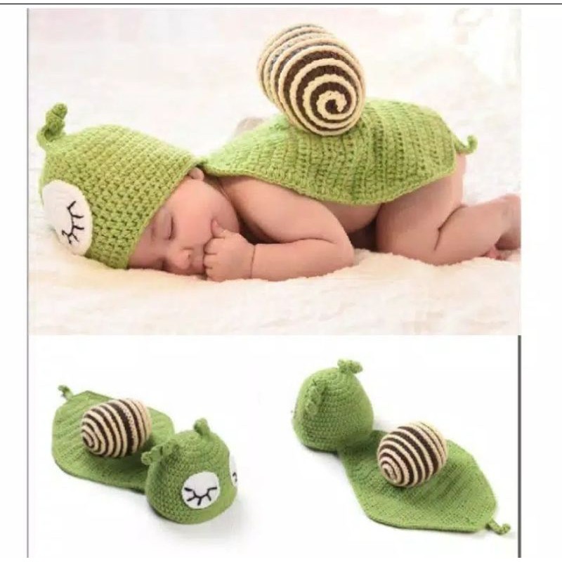kostum snail/ kostum baju bayi/ kostum baju rajut bayi/ kostum Newborn