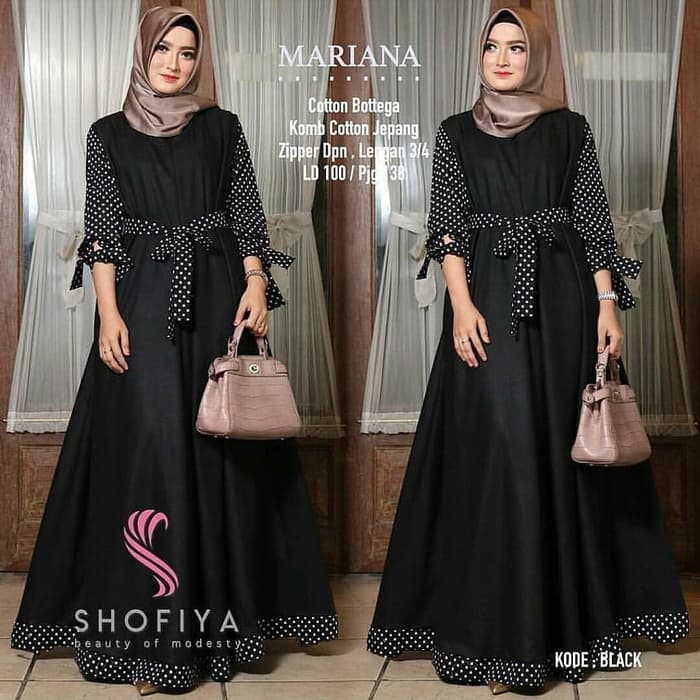 Baju Gamis Wanita Remaja Brukat Terbaru 2021 Lebaran Brokat Jumbo WN404 Baju Wanita Mariana Polka Dr