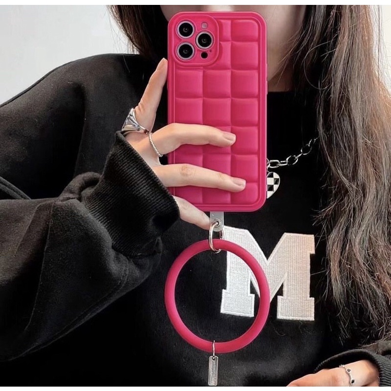 Case iphone Softcase Puffer Pink With Ring Holder For Iphone 13 12 11