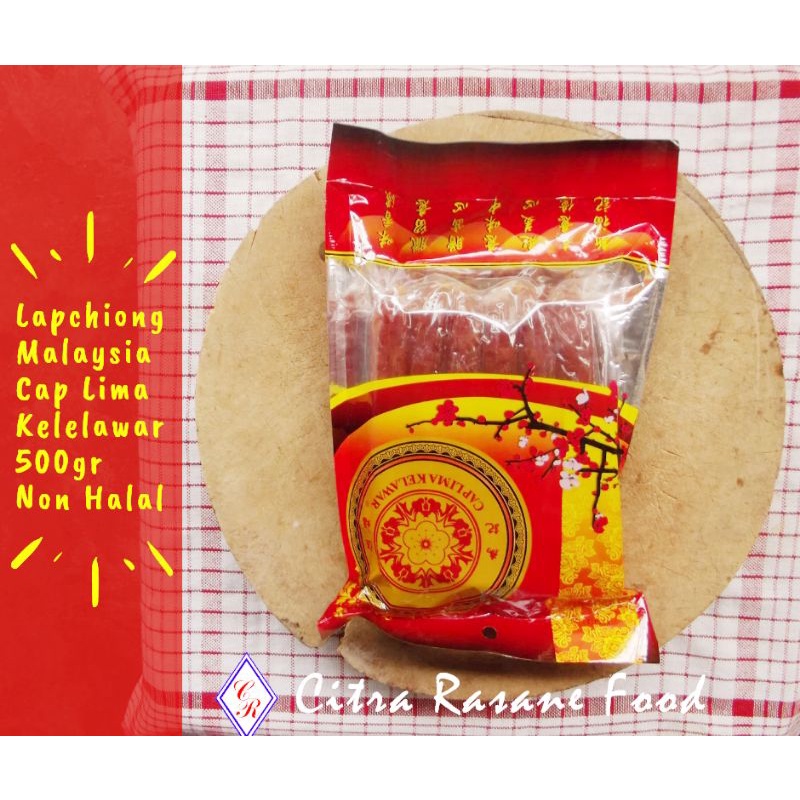 

Lapchiong / Lapciong / Lap Chiong / Lap Ciong Malaysia Cap Lima Kelelawar 500gr Non Halal