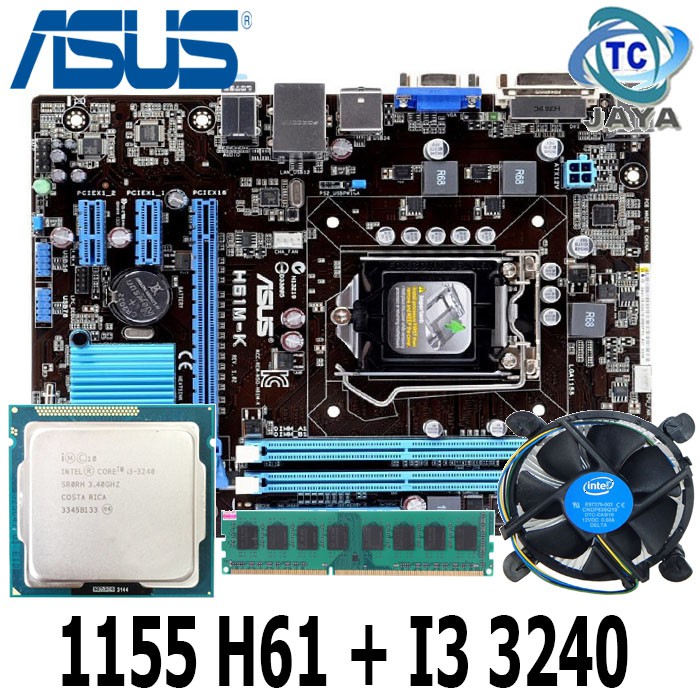 Paket MOBO LGA 1155 H61 ASUS Plus Processor Core i3 3240