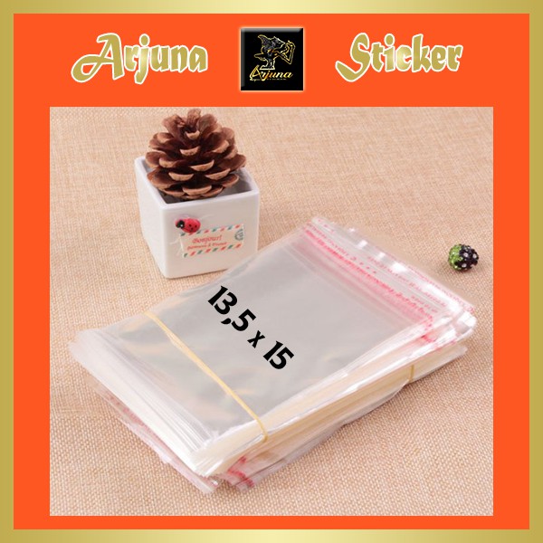 

Plastik Packing Olshop Transparan OPP Plastic Kemasan Lem Self Adhesive Ukuran 13.5 cm