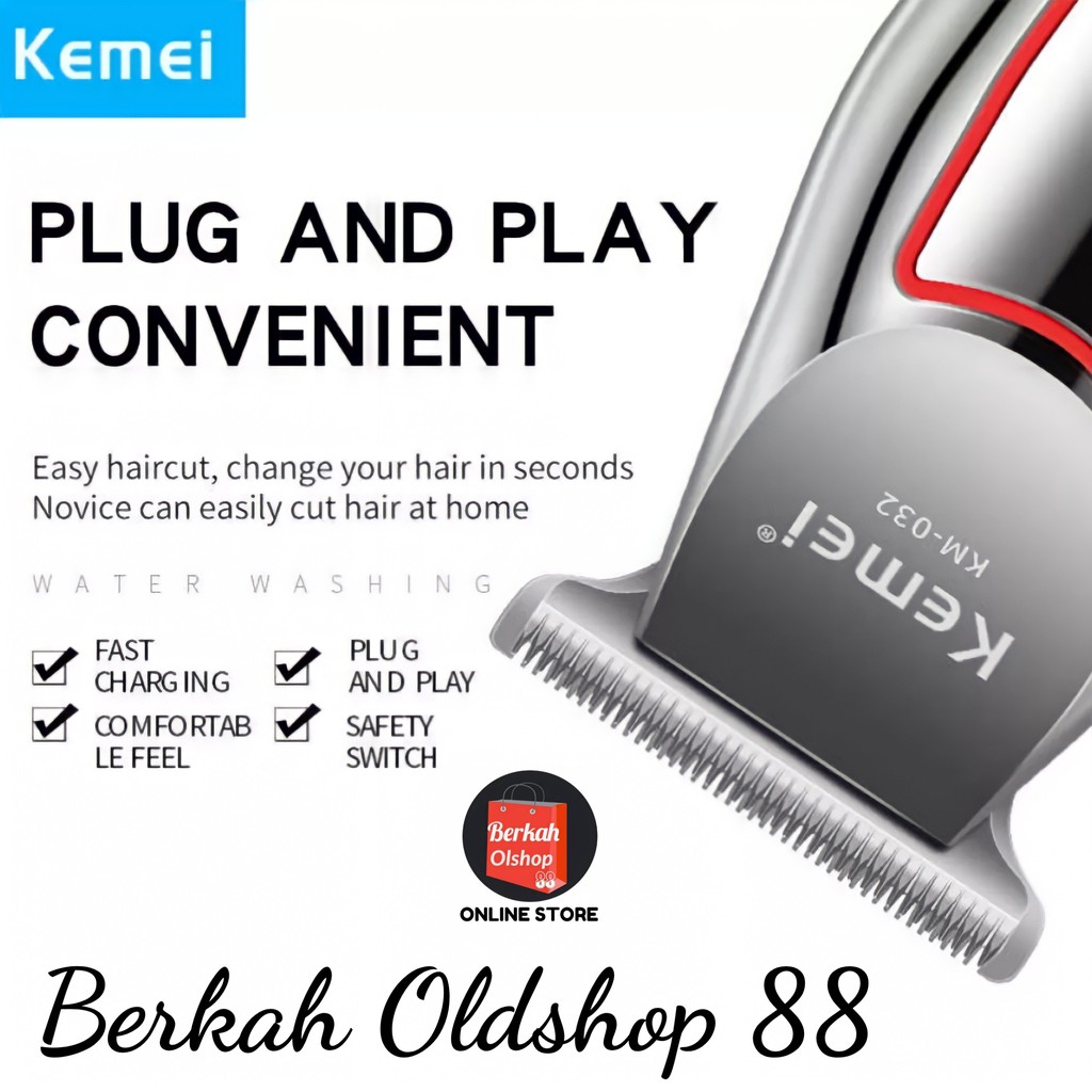 Berkah Oldshop 88 - Hair Clipper Kemei Detailer KM-032 Mesin Cukur Rambut Kumis Jenggot Cordless