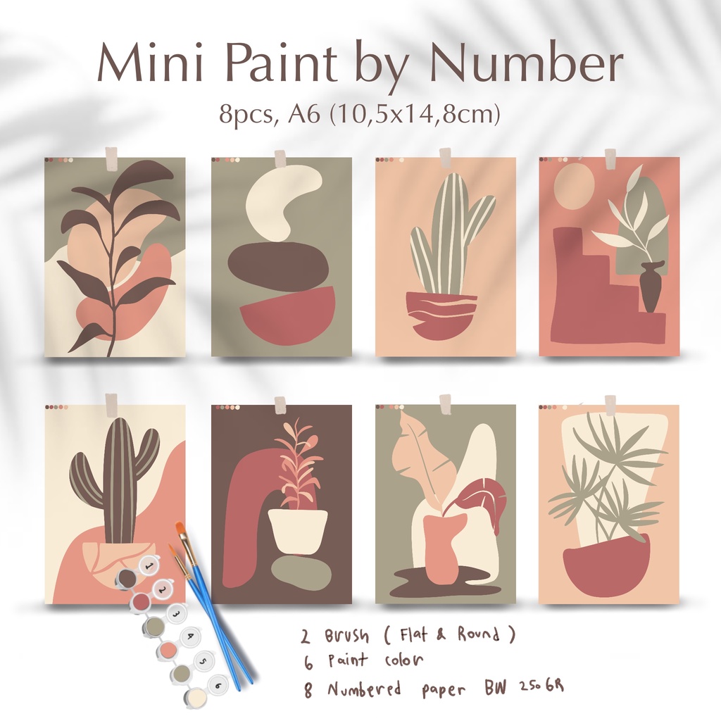 

8pcs Mini Paint By Number Kit A6, VB Leah series