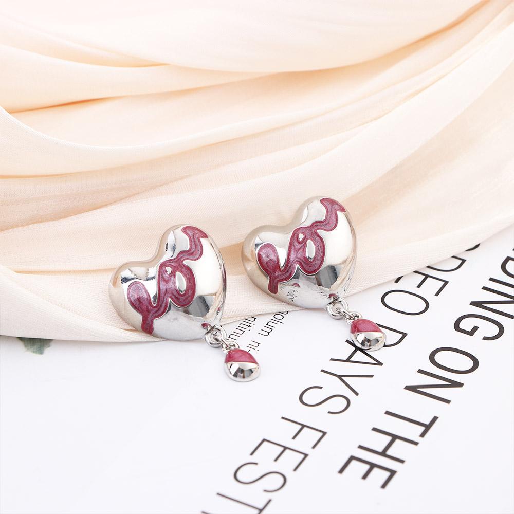 Mxbeauty Anting Hati Elegan Besar Pink Liontin Rumbai Peach Anting Gaya Korea