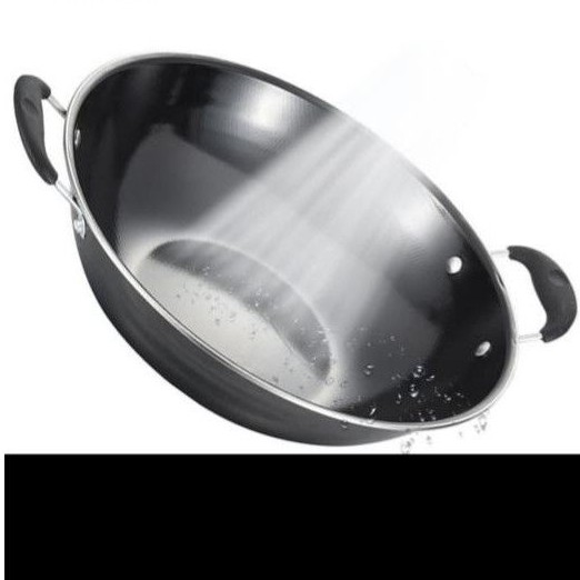 wajan diameter 34cm / kuali hitam anti lengket / kuali hitam murah / teflon /wajan