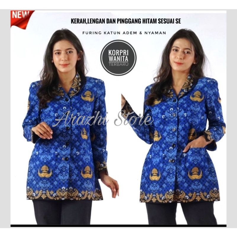 Seragam Batik KORPRI Baru Wanita Seragam PNS Korpri Terbaru Baju Korpri Premium Wanita Sesuai Edaran