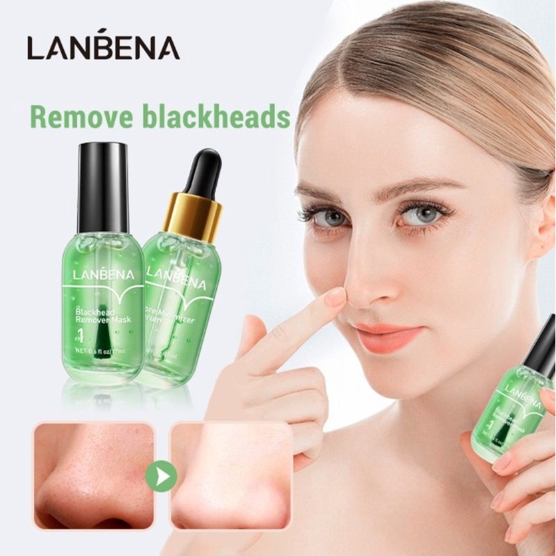 [BPOM] LANBENA Blackhead Remover Mask &amp; Pore Minimizer Serum 17ml -Penghilang Komedo &amp; Pengecil Pori