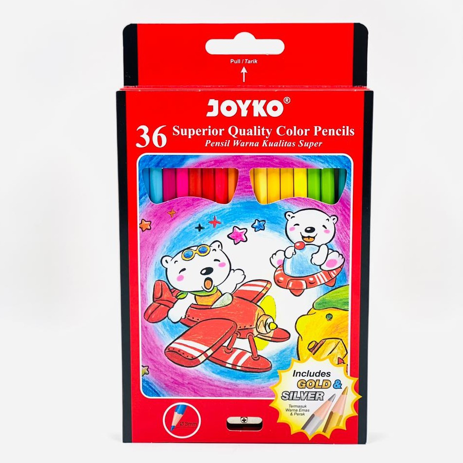 

Pensil Gambar Warna Joyko 36 Warna Color Panjang CP-36PB CP 36PB