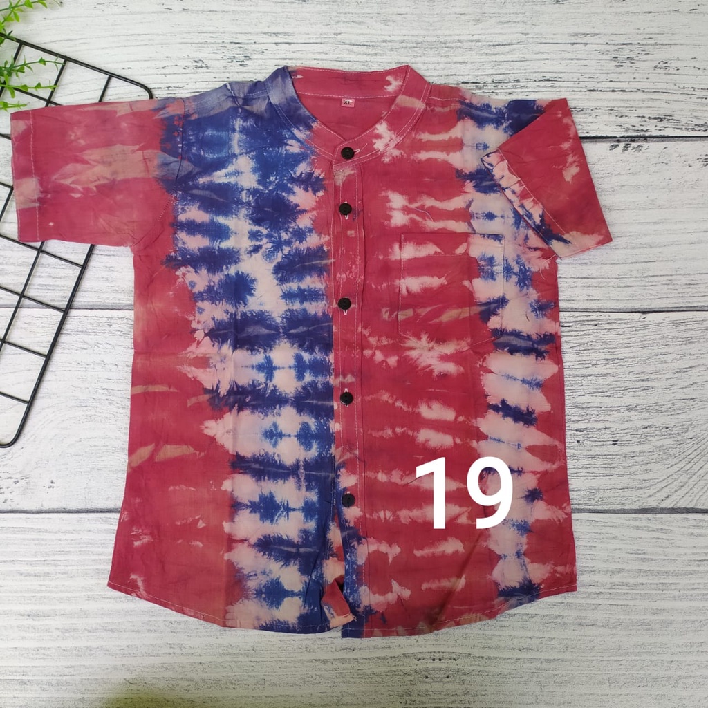 Kemeja Anak Tie dye Lengan Pendek Baju Atasan Anak Laki-Laki Motif Tie dye Terlaris