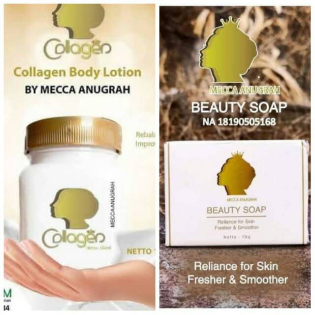 PAKET PEMUTIH BADAN MECCA ANUGRAH - BIBIT COLLAGEN MECCA + BEAUTY SOAP MECCA