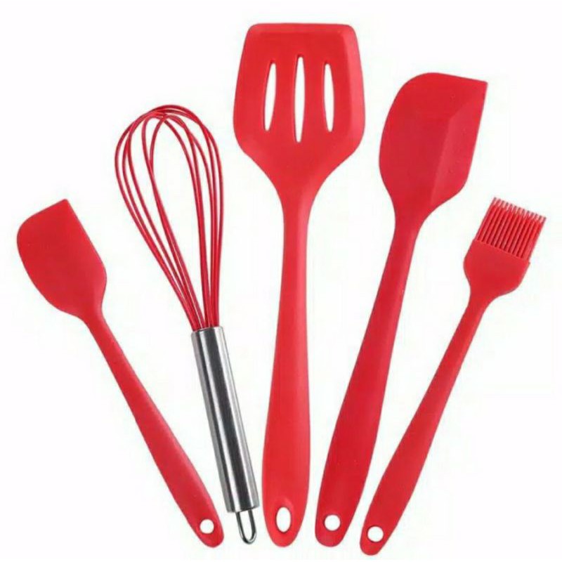 Alat Masak Set Easy Baking Kitchen Set Spatula Silicone Tahan Panas Isi 5pcs