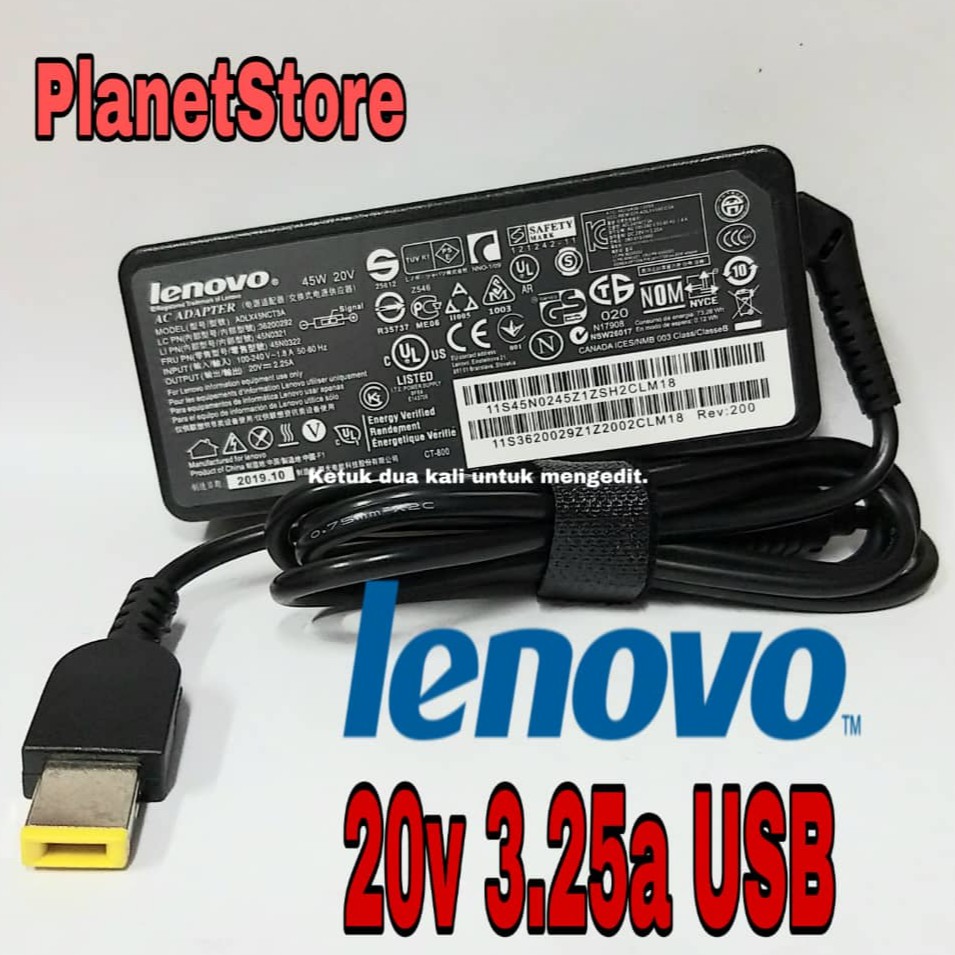 Adaptor Charger Lenovo B41 B51 B41-30 B41-35 B41-80 B51-30 20V 3.25A 65W