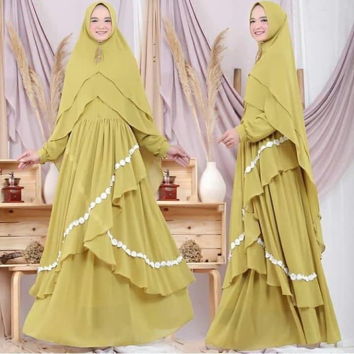 NISSA SABYAN  baju butik gamis syari delano lime cerutty busana muslim pesta del TM