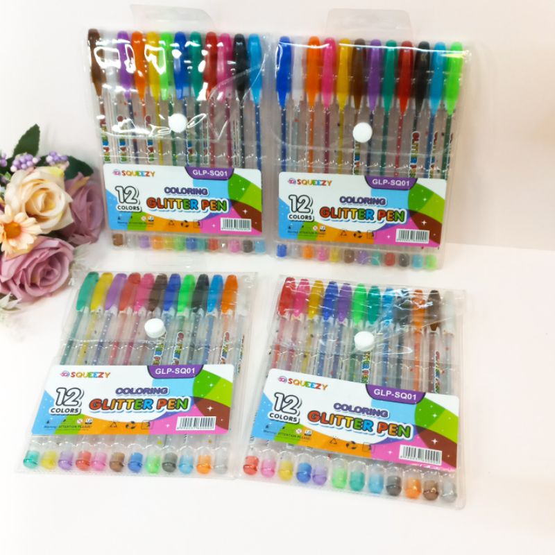 Pulpen Gel Gliter Colloring Glitter Pen Squeezy GLP-Sq01