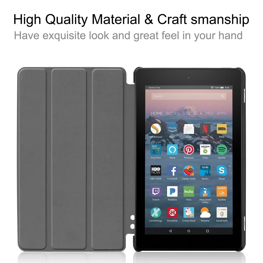 [Tidur/Bangun] Untuk Amazon Fire7 (2017)/Fire7 (2019) 7.0 &quot;Tablet Pelindung Case Fashion Pola Dicat Tri-fold Flip Stand Cover