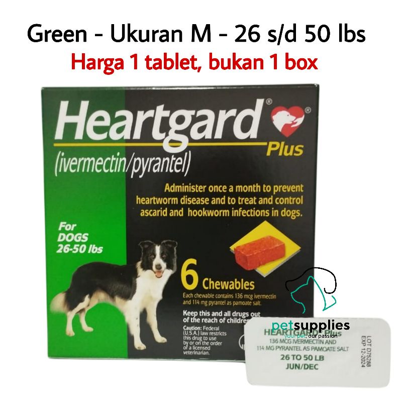 Heartgard Plus For Dogs ukuran M Obat Cacing Anjing Harga per butir