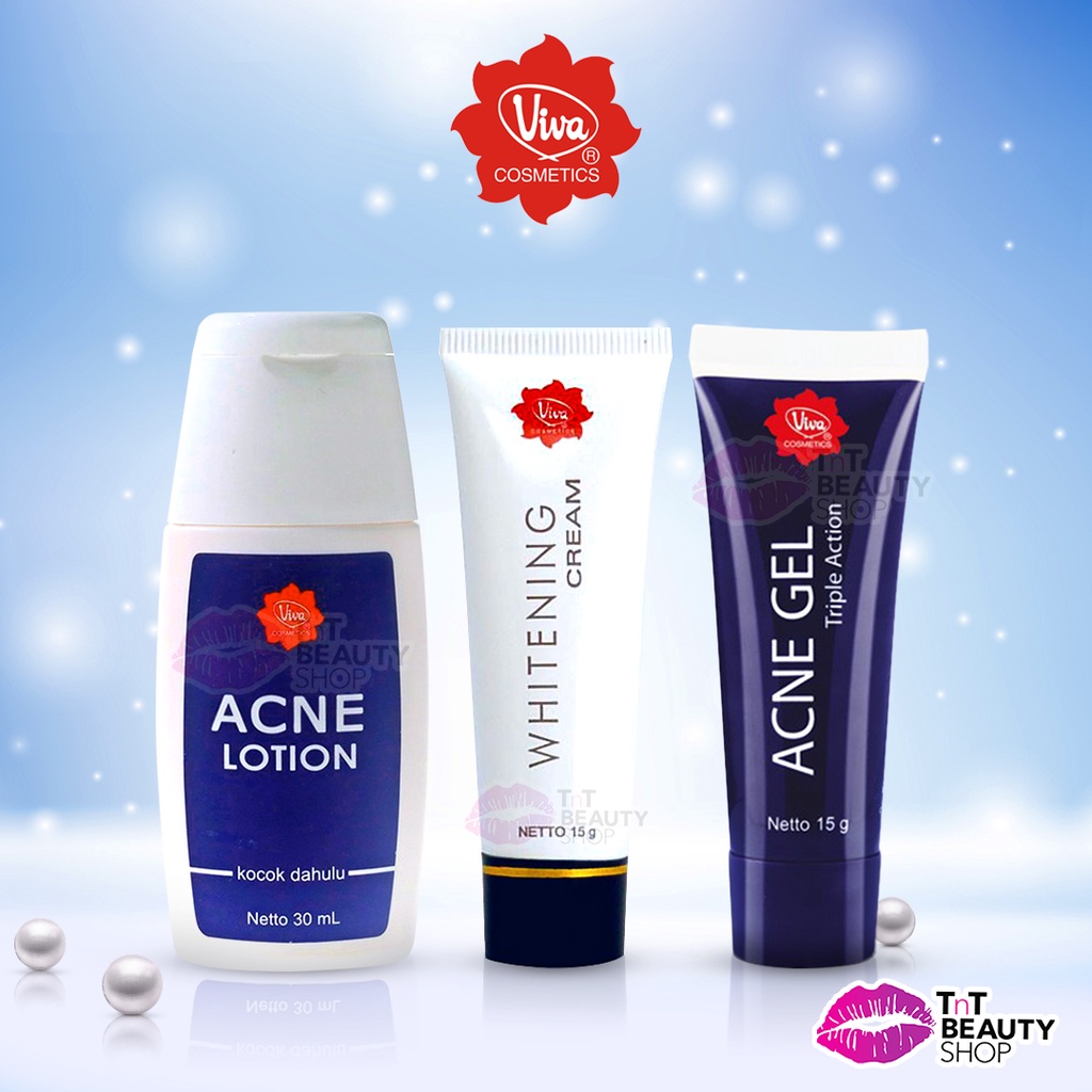 Viva Acne Gel Triple Action 15g | Viva Acne Lotion 30 ml | Viva Whitening Cream 15g | Krim Jerawat