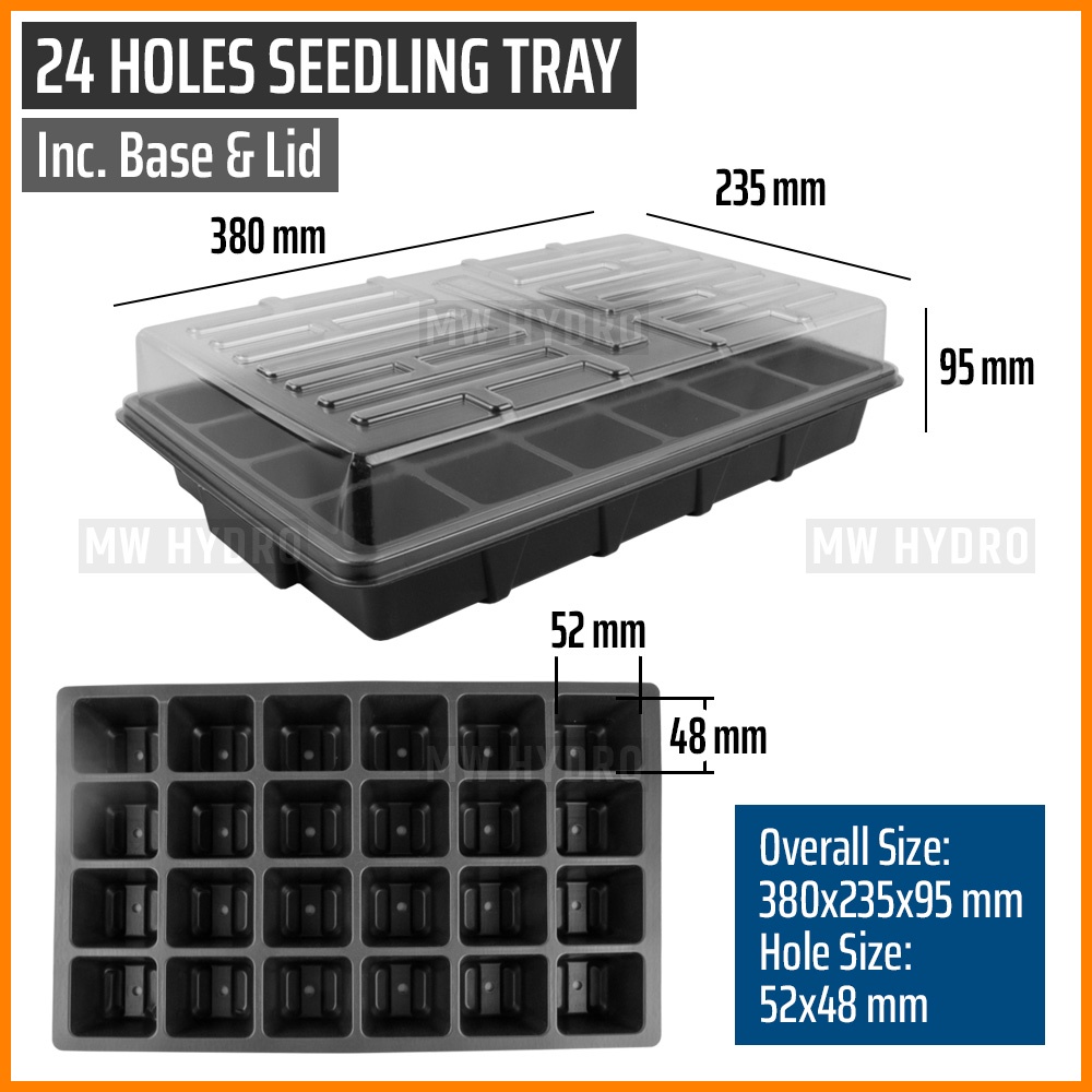 Tray Semai 24 Lubang + Alas + Tutup / 24H Seedling Tray, Base &amp; Lid B