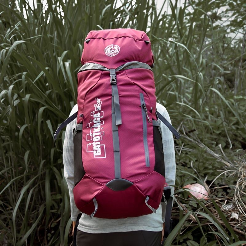 Tas Ransel Carrier Gunung Outdoor Hiking 50 Liter Pria Irco Gatotkaca Merah Marun