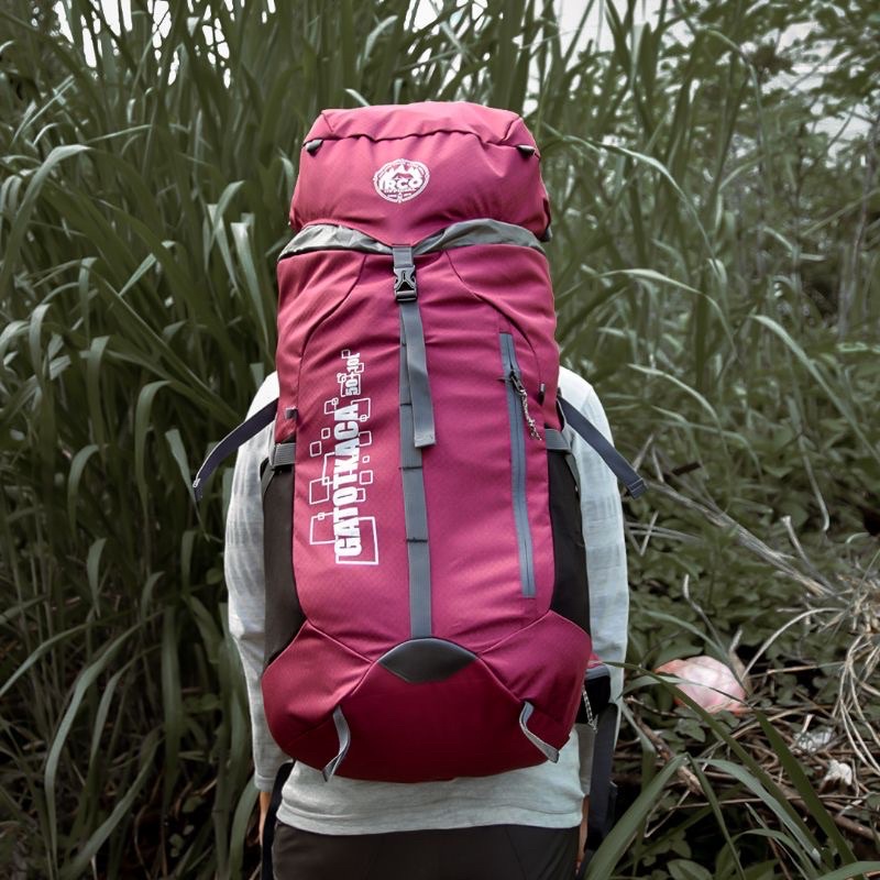 Tas Ransel Carrier Gunung Outdoor Hiking 50 Liter Pria Irco Gatotkaca Merah Marun