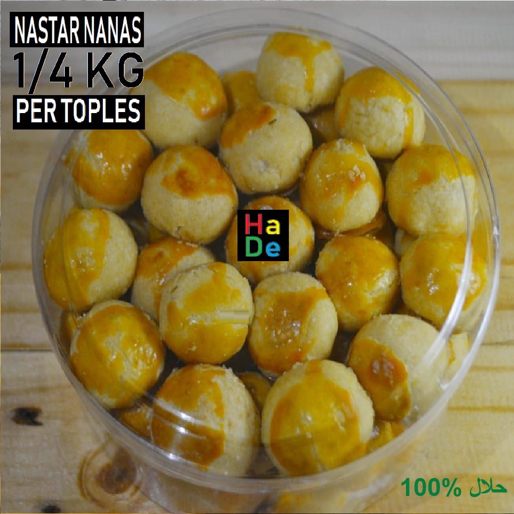 

Kue Kering | Nastar Selai Nanas isi 250 gram (1/4 Kg Per Toples Kiloan) Paket Kiloan Cemilan Jadul Tradisional Parcel Lebaran Murah, Enak, Lembut , Premium - Homa Made HADE
