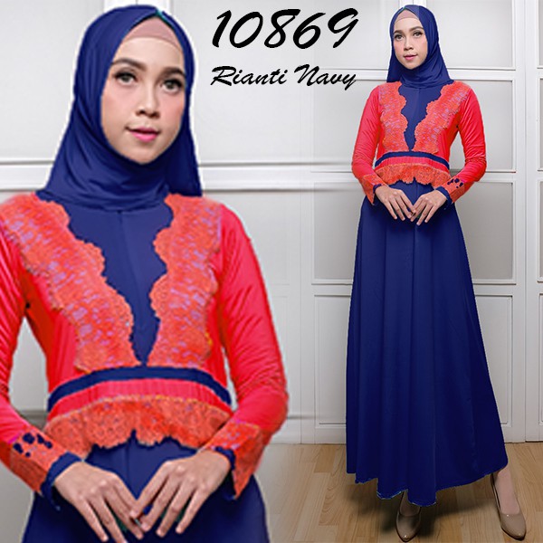 BAJU MUSLIM GAMIS SYARI rianty gamis 10869 navy