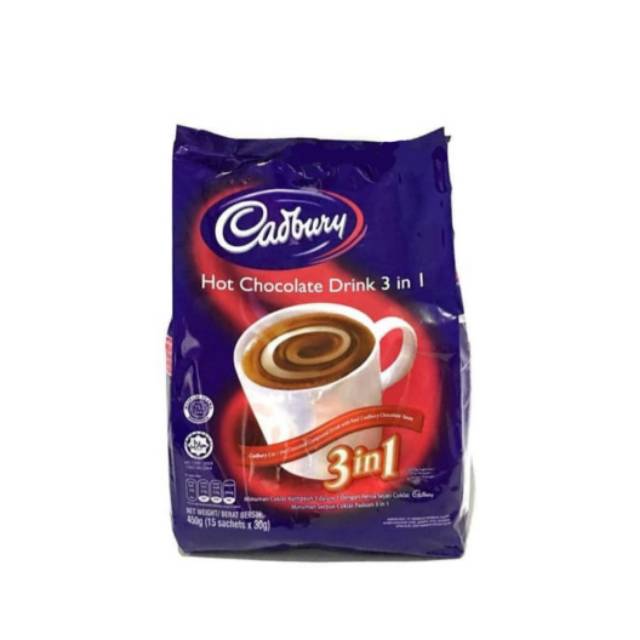 

CADBURY Hot Chocolate Drink 3in1 Bag 450gr (15 sachet @30gr)