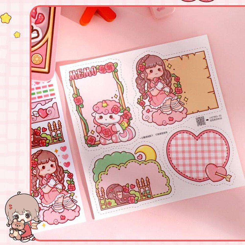 Preva Hand Ledger Set Lovely Fairy Style Notepad Girl Heart Sticker Tape Bahan Buku Diary