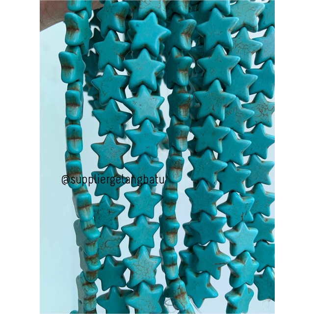 bongkah rough Batu PIRUS BIRU BINTANG 16mm bahan bandul gelang kalung