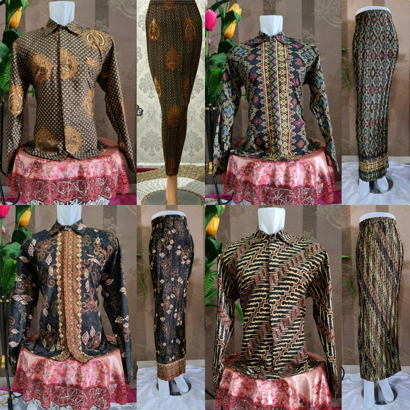 COUPLE KEMEJA  BATIK ROK PLSIKET - COUPLE  BAWAHAN KEBAYA - ROK PLISKET BATIK -  KEMEiJA BATIK COUPLE