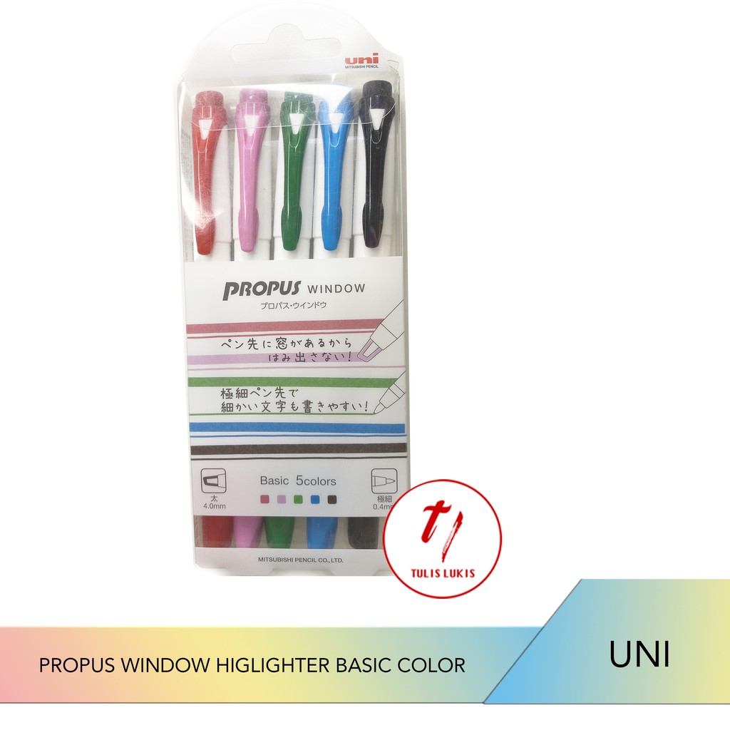 

DOUBLE SIDED HIGHLIGHTER UNI PROPUS WINDOW - BASIC SET 5 COLORS