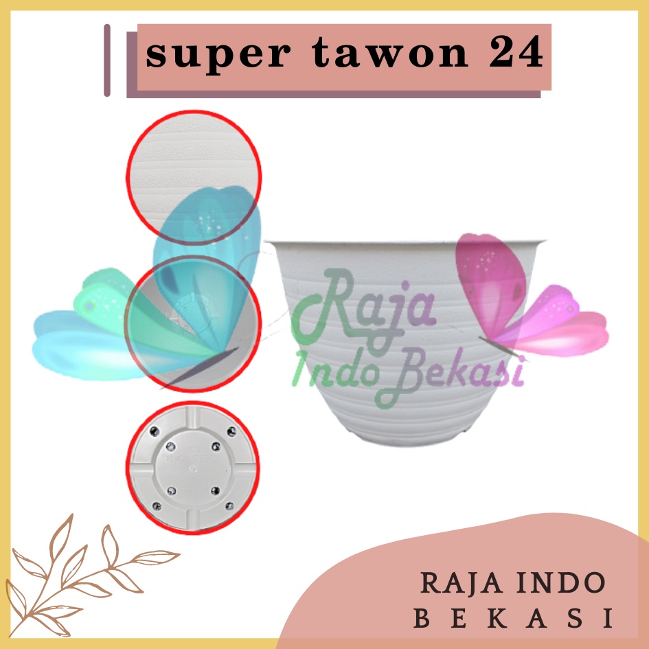 Pot Super Tawon 24 Cm Pot Tawon Putih Merah Bata 24CM Vas Bunga Bkn Pot Tawon Pirus 18 21 24 27 30 - Pot Tawon 24