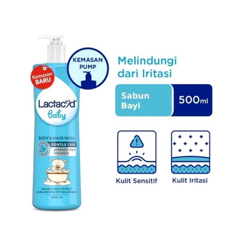 LACTACYD BABY GENTLE CARE 500 ML / SABUN SHAMPOO MANDI BAYI/ SHAMPOO BAYI/ SABUN BAYI