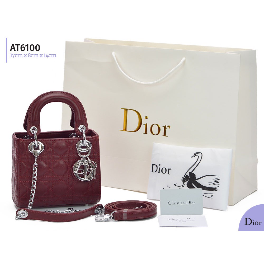 Tas Dior My Lady Lambskin Mini Chain Maron AT6100