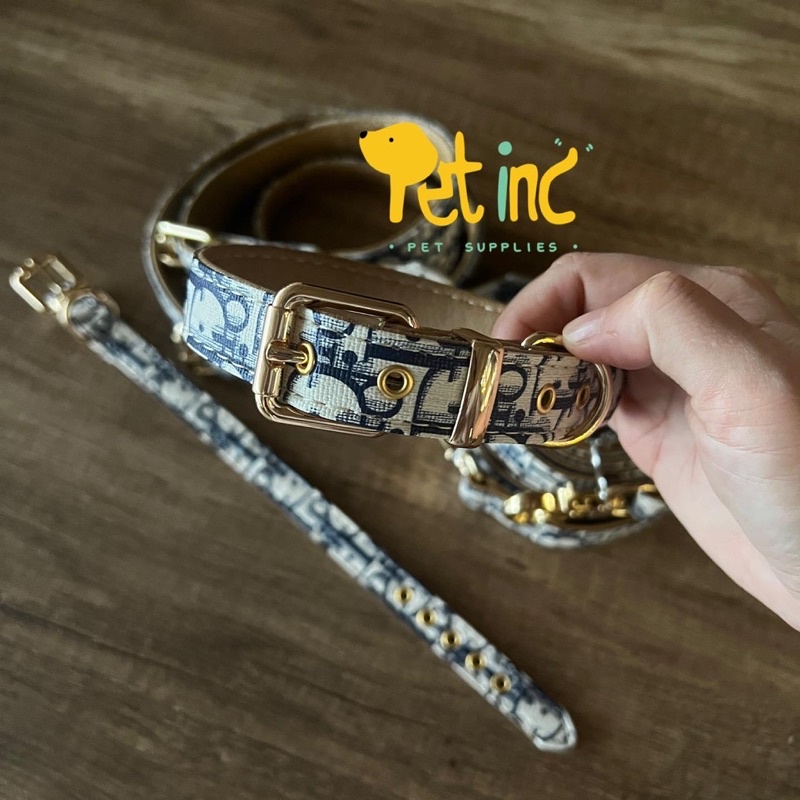 Premium diopet leather collar + leash ( dijual terpisah)