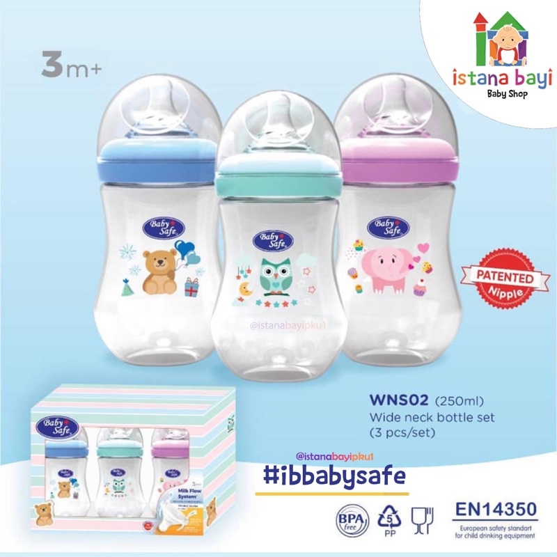 Baby Safe Wide Neck Bottle 125 / 250 ml WN001/WN002/WNS01/WNS02 /WN04 /WN05 - Botol susu bayi