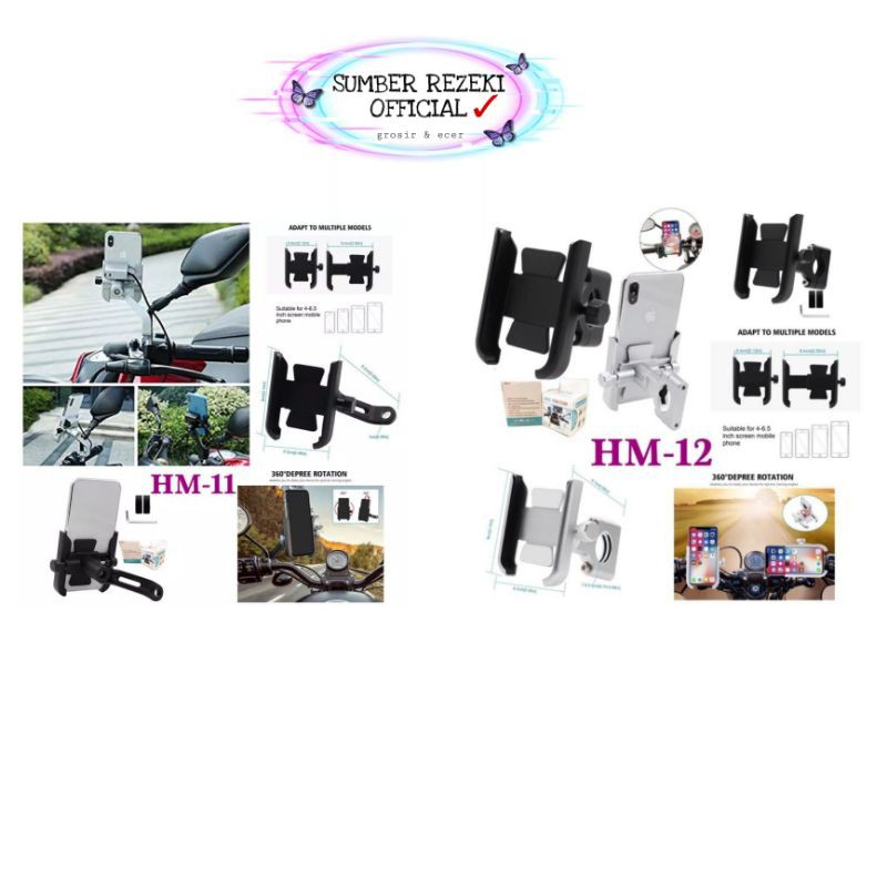 [SR] Holder Hp Motor HM 11 HM 12 / Holder Sepeda Motor Stang 360° Depree Rotation HM-12