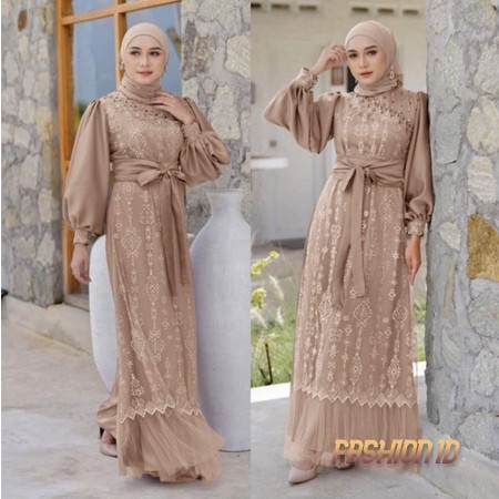 Baju Gamis Kondangan Wanita Terbaru Dress Muslim Muslimah Undangan Pesta Pernikahan Cewek Elegan Cew