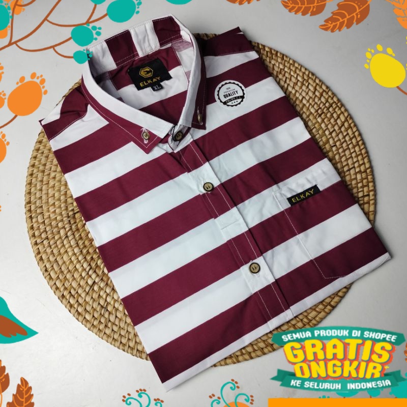 HEM ATASAN KEMEJS / KEMEJA SALUR PRIA STRIPE LENGAN PENDEK COWOK - MIX KEMEJA SALUR PRIA LENGAN PEND